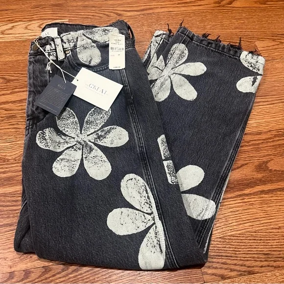 $395 The Great The Hero Black Daisy Stamp Jean Women's Size 25 Made In Usa - Picture 15 of 16